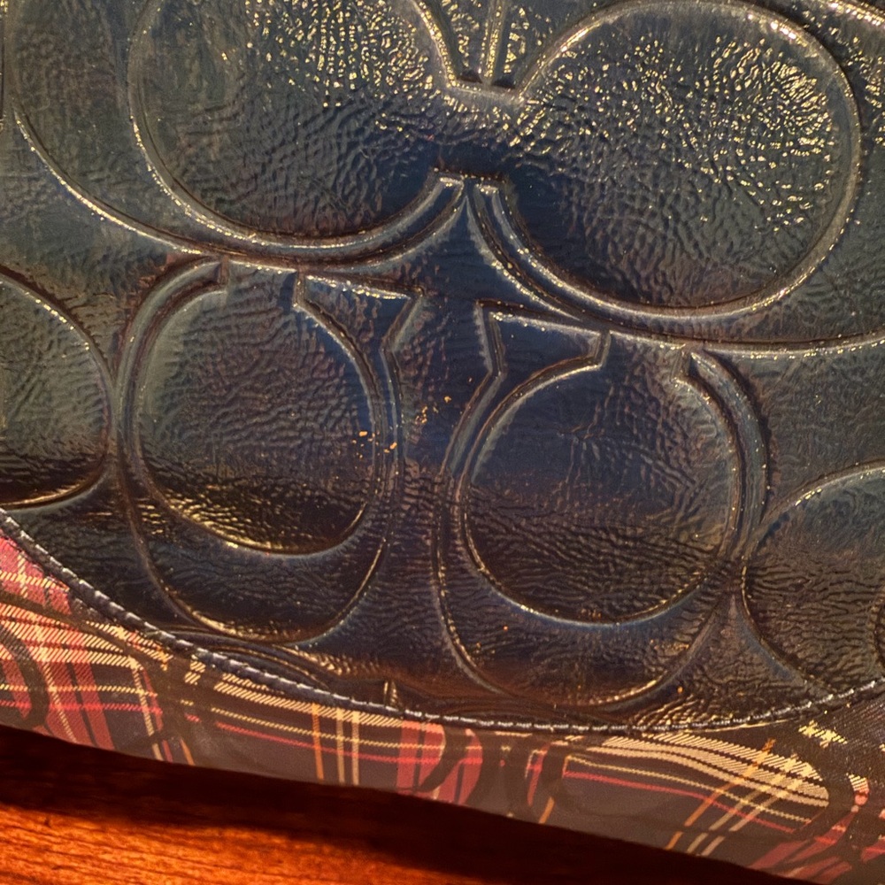 Coach Tartan Navy and Pink Plaid Signature Tote - Picture 12 of 12
